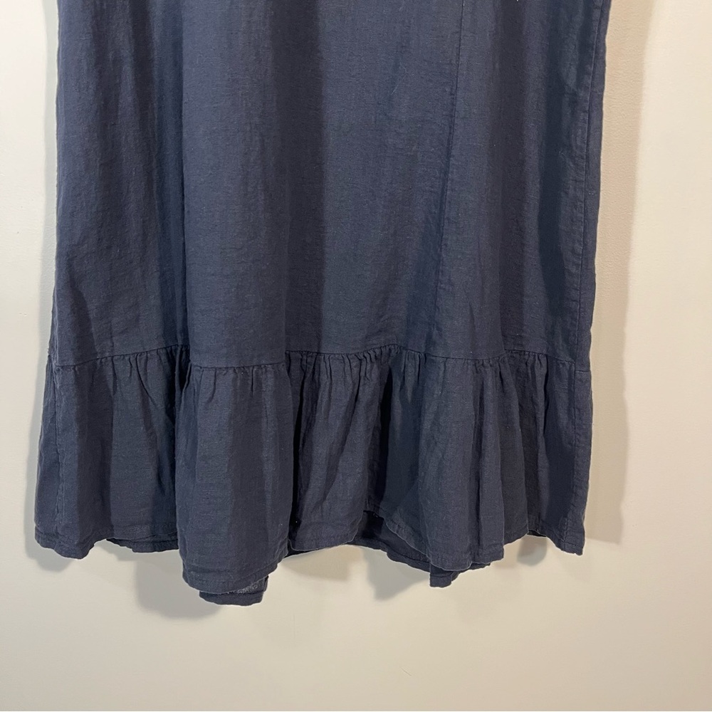 Terzo Millennio Italy Linen Cotton Midi Dress Navy Casual Sleeveless Size XL - Picture 7 of 12